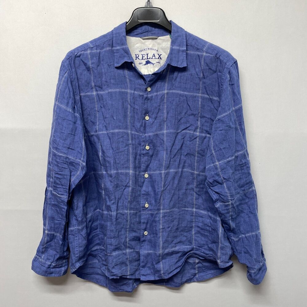 Tommy Bahama Men 100% Linen Long Sleeve Button Shirt Top XL X-Large B366 -24